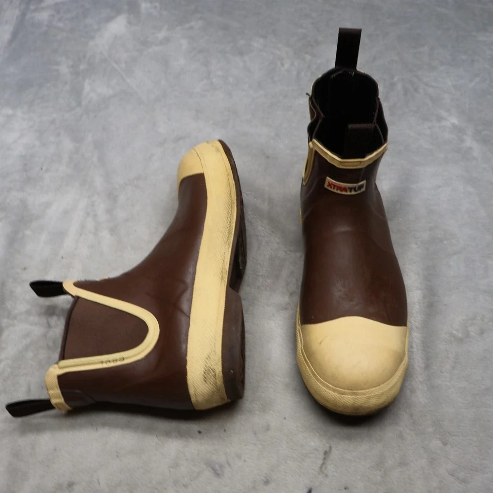 XTRATUF Mens 10 Rain Boots Brown Legacy Ankle Deck Waterproof Fishing Outdoor